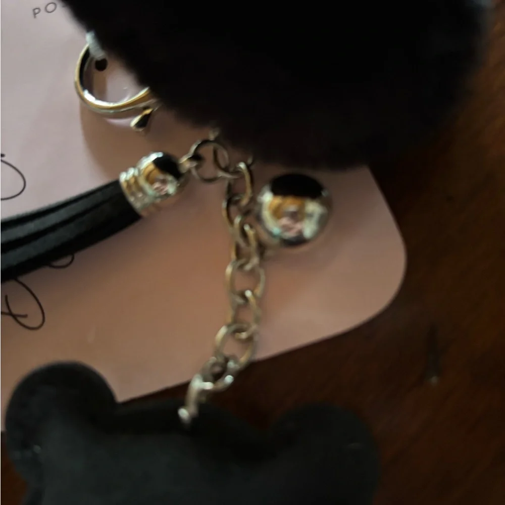 NWT Posh & Pop sparkly Black and Silver Bear Keychain/ bag charm
